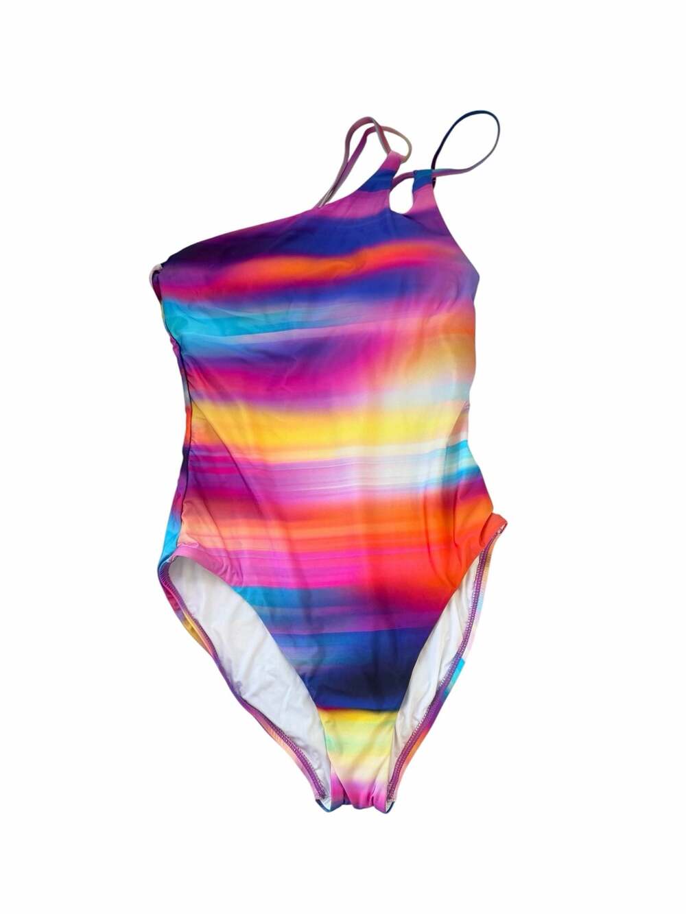 La Blanca One-Shoulder Rainbow Stripe One-Piece Swimsuit Size 6
